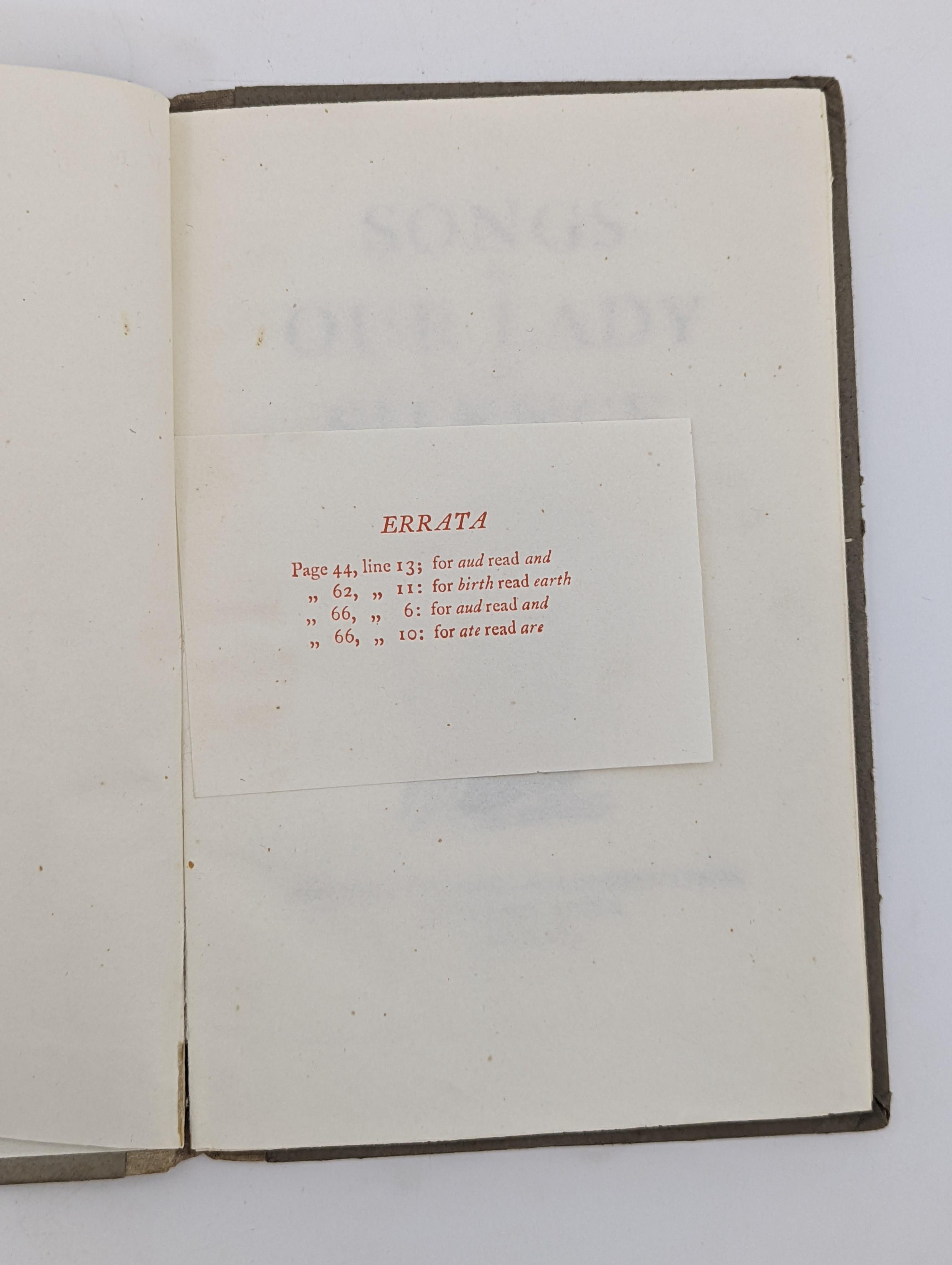 Gill, Eric (illustrator) - Pepler, Hilary Douglas Clark - Nisi Dominus, with 17 wood-engravings, 8vo, original cloth-backed boards, St. Dominic’s Press, Ditchling, 1919 and Woellwarth, Mary - Songs of Our Lady of Silence